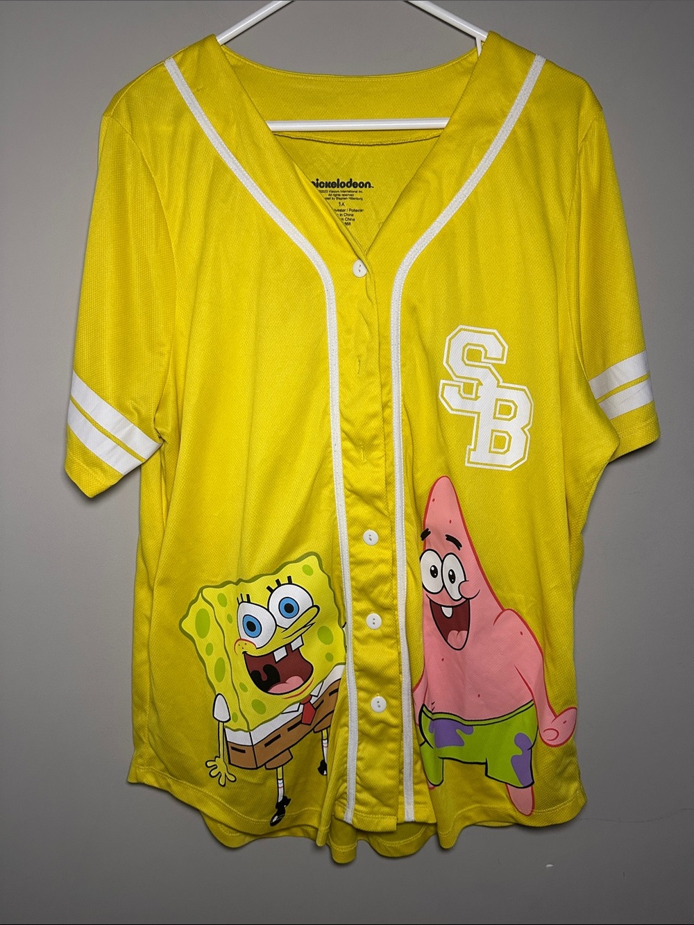 Nickelodeon Yellow SpongeBob & Patrick Button-Up adult Jersey
